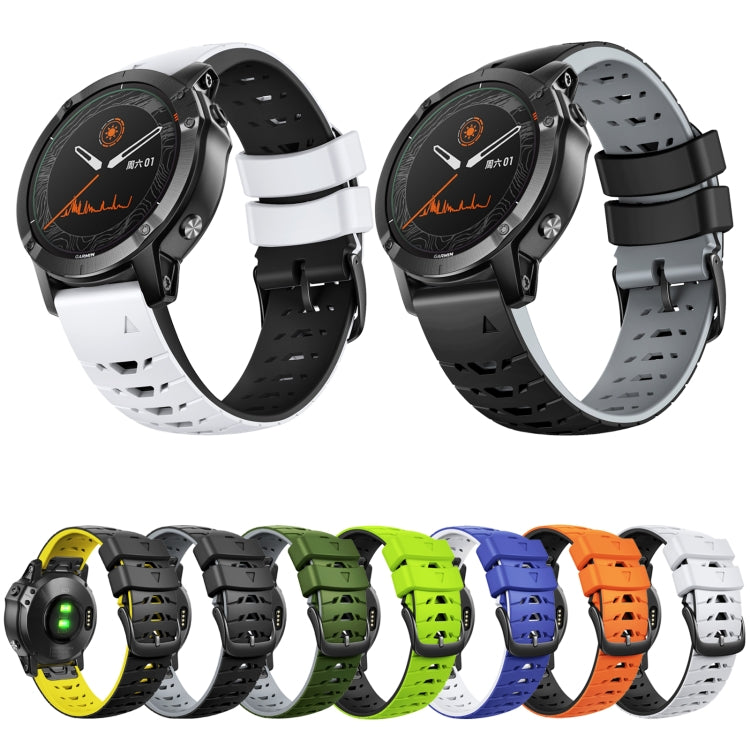 For Garmin Fenix 7 22mm Trapezoidal Quick Release Silicone Watch Band(Black Grey) -  by PMC TechLife | Online Shopping South Africa | PMC TechLife