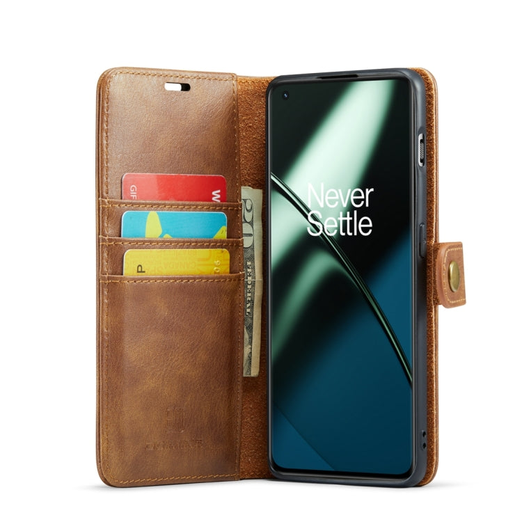 For OnePlus 11 DG.MING Crazy Horse Texture Detachable Magnetic Leather Case(Brown) - OnePlus Cases by DG.MING | Online Shopping South Africa | PMC Jewellery