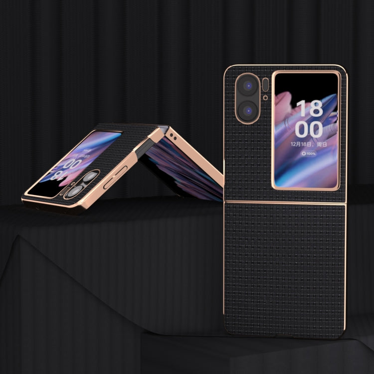 For OPPO Find N2 Flip Genuine leather luxury Nano Plating Phone Case(Black) - free shipping - PMC TechLife - Order now!