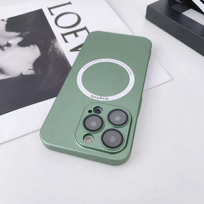 For iPhone 13 Magsafe Magnetic PC Shockproof Phone Case With Camera Lens(Green) - iPhone 13 Cases by PMC Jewellery | Online Shopping South Africa | PMC Jewellery