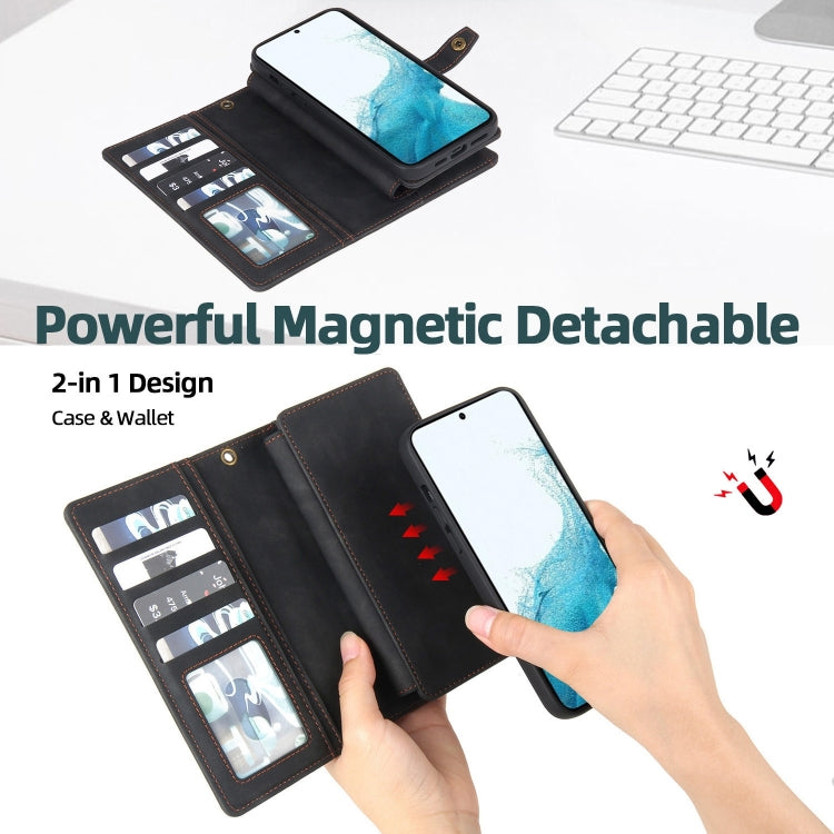 For Samsung Galaxy S21+ 5G Zipper Wallet Detachable MagSafe Leather Phone Case(Black) - Galaxy S21+ 5G Cases by PMC TechLife | Online Shopping South Africa | PMC TechLife