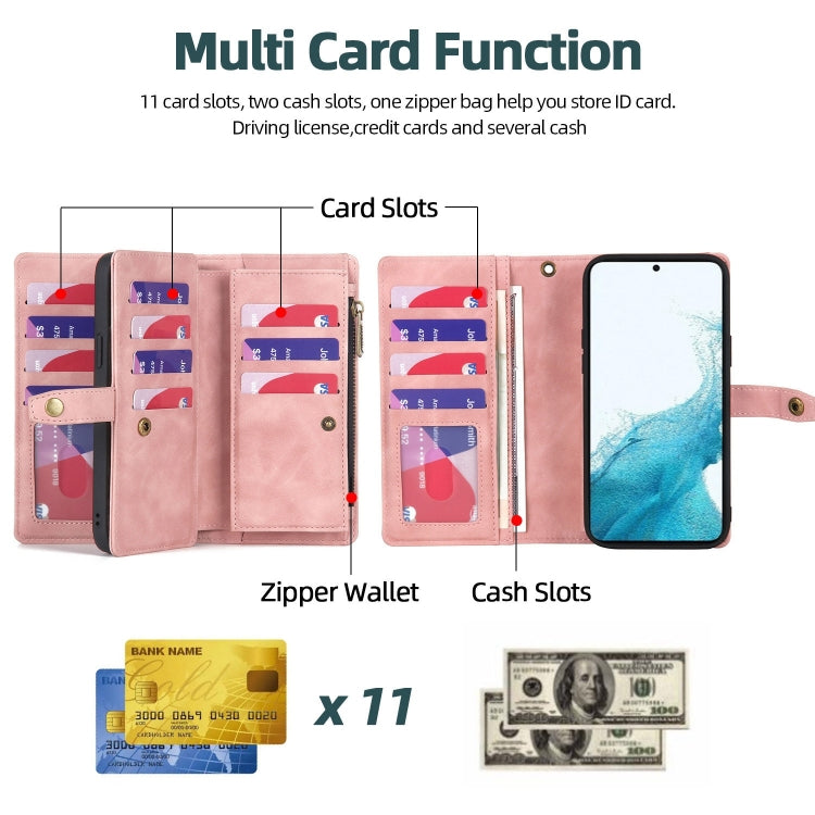 For Samsung Galaxy S10 Zipper Wallet Detachable MagSafe Leather Phone Case(Pink) - Galaxy Phone Cases by PMC TechLife | Online Shopping South Africa | PMC TechLife