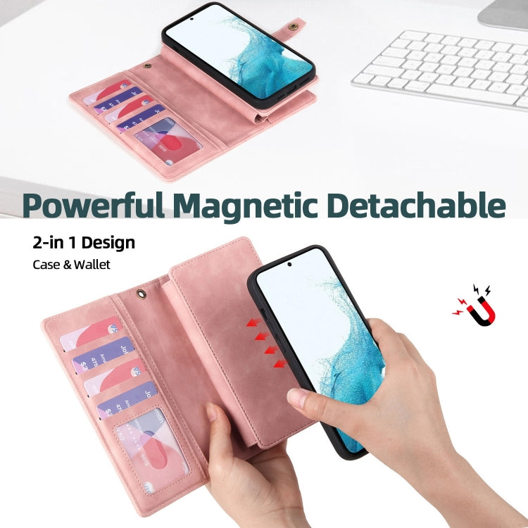 For Samsung Galaxy S10 Zipper Wallet Detachable MagSafe Leather Phone Case(Pink) - Galaxy Phone Cases by PMC TechLife | Online Shopping South Africa | PMC TechLife