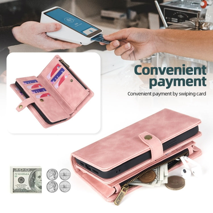 For Samsung Galaxy S10 Zipper Wallet Detachable MagSafe Leather Phone Case(Pink) - Galaxy Phone Cases by PMC TechLife | Online Shopping South Africa | PMC TechLife