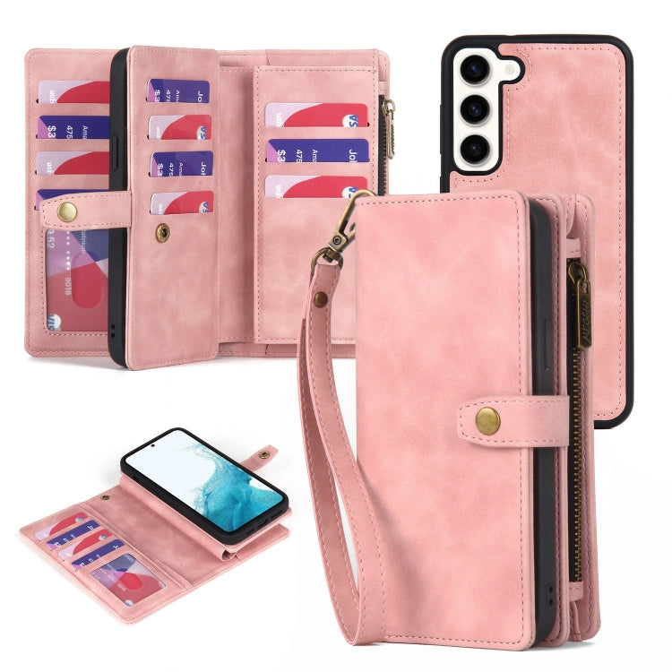 For Samsung Galaxy A50 Zipper Wallet Detachable MagSafe Leather Phone Case(Pink) - Galaxy Phone Cases by PMC TechLife | Online Shopping South Africa | PMC TechLife