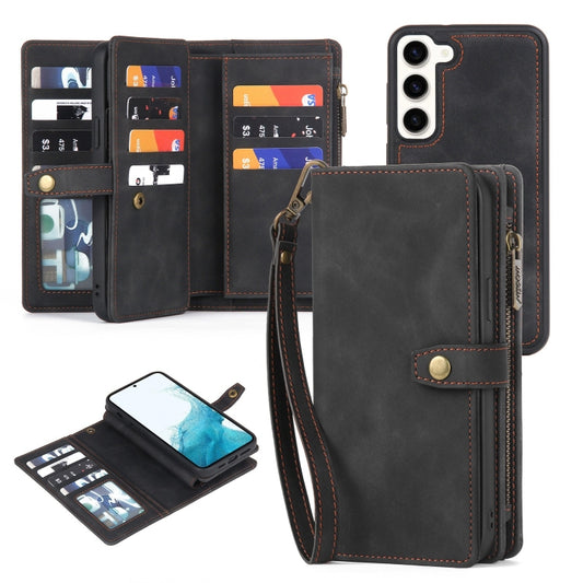 For Samsung Galaxy A51 4G Zipper Wallet Detachable MagSafe Leather Phone Case(Black) - Galaxy Phone Cases by PMC Jewellery | Online Shopping South Africa | PMC Jewellery