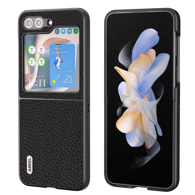 For Samsung Galaxy Z Flip5 ABEEL Genuine Leather Litchi Texture Phone Case(Black) - free shipping - PMC TechLife - Order now!