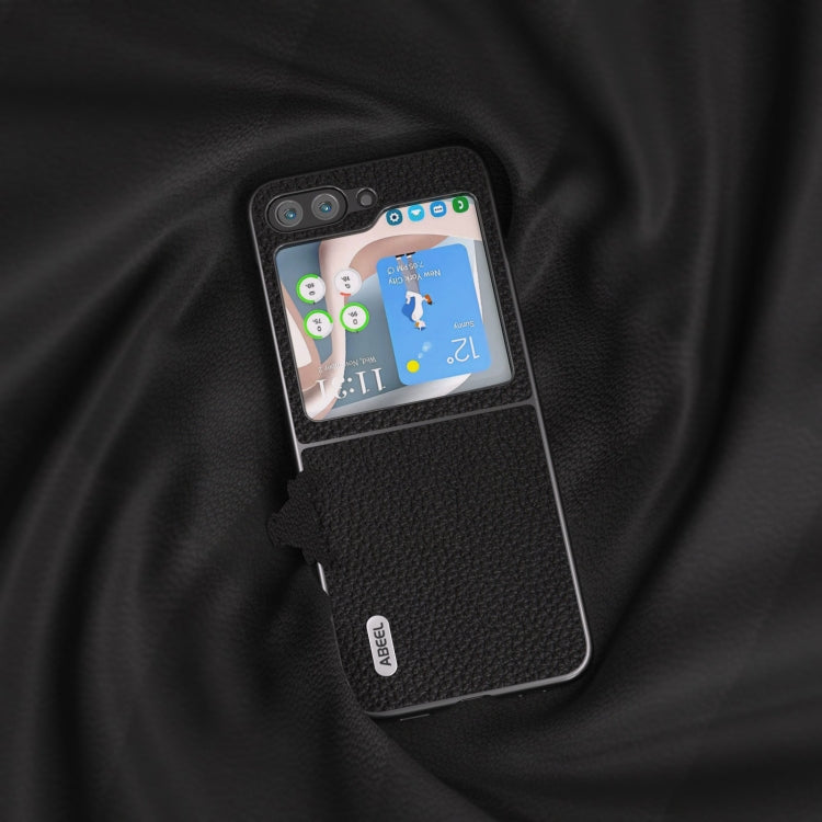 For Samsung Galaxy Z Flip5 ABEEL Genuine Leather Litchi Texture Phone Case(Black) - free shipping - PMC TechLife - Order now!
