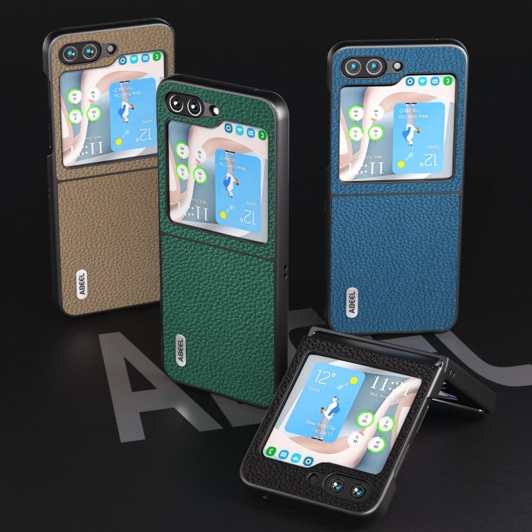 For Samsung Galaxy Z Flip5 ABEEL Genuine Leather Litchi Texture Phone Case(Black) - free shipping - PMC TechLife - Order now!