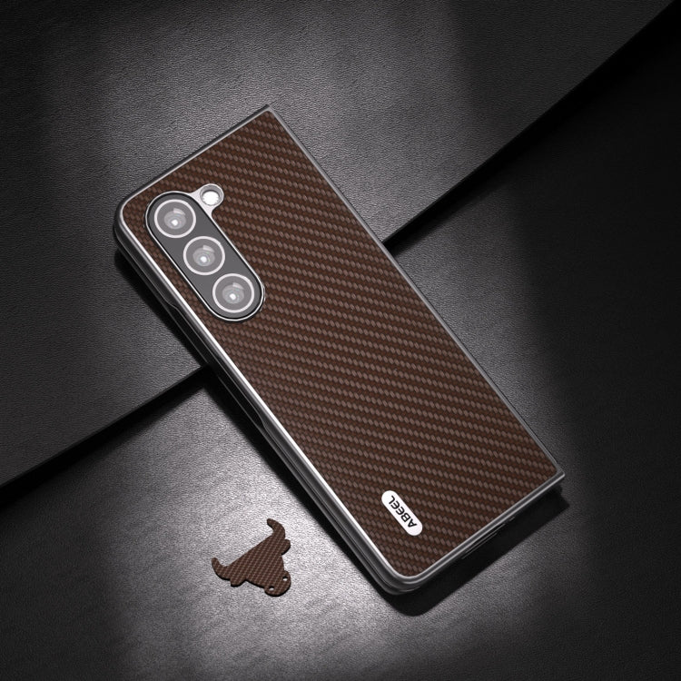 For Samsung Galaxy Z Fold5 ABEEL Carbon Fiber Texture Protective Phone Case(Dark Brown) - free shipping - PMC TechLife - Order now!