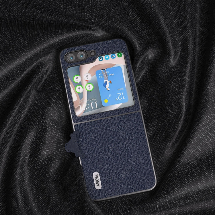 For Samsung Galaxy Z Flip5 ABEEL Cross Texture Genuine Leather Phone Case(Blue) - free shipping - PMC TechLife - Order now!