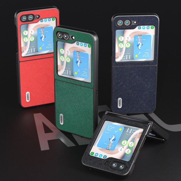 For Samsung Galaxy Z Flip5 ABEEL Cross Texture Genuine Leather Phone Case(Blue) - free shipping - PMC TechLife - Order now!