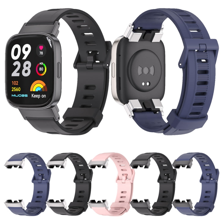 For Redmi Watch 3 Mijobs Flat Hole Breathable TPU Watch Band(Pink+Silver) - Watch Bands by MIJOBS | Online Shopping South Africa | PMC TechLife | Buy Now Pay Later Mobicred
