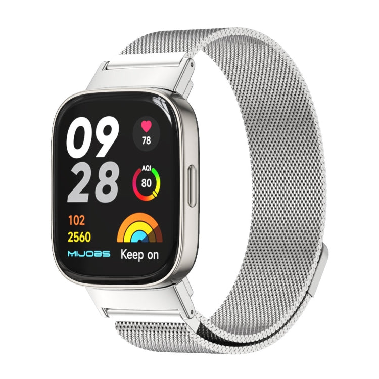 For Redmi Watch 3 Mijobs Milan Magnetic Metal Watch Band(Silver) - Watch Bands by MIJOBS | Online Shopping South Africa | PMC TechLife | Buy Now Pay Later Mobicred