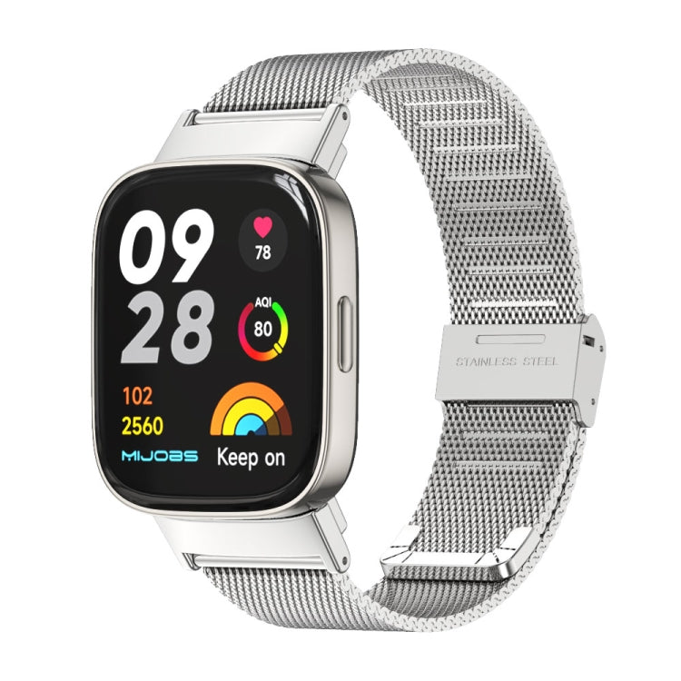For Redmi Watch 3 Mijobs Milan Buckle Metal Watch Band(Silver) - Watch Bands by MIJOBS | Online Shopping South Africa | PMC TechLife | Buy Now Pay Later Mobicred