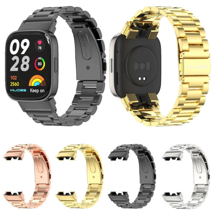 For Redmi Watch 3 Mijobs Three-Bead Metal Stainless Steel Watch Band(Silver) - Watch Bands by MIJOBS | Online Shopping South Africa | PMC TechLife | Buy Now Pay Later Mobicred