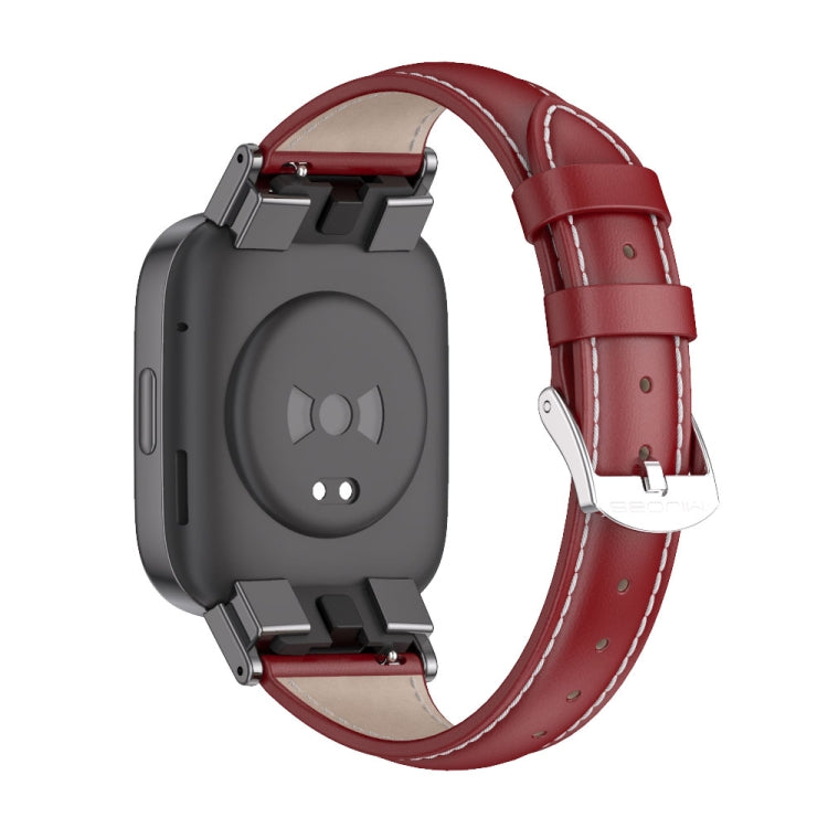 For Redmi Watch 3 Mijobs Genuine Leather Slim Watch Band(Red Black) - free shipping - PMC TechLife - Order now!