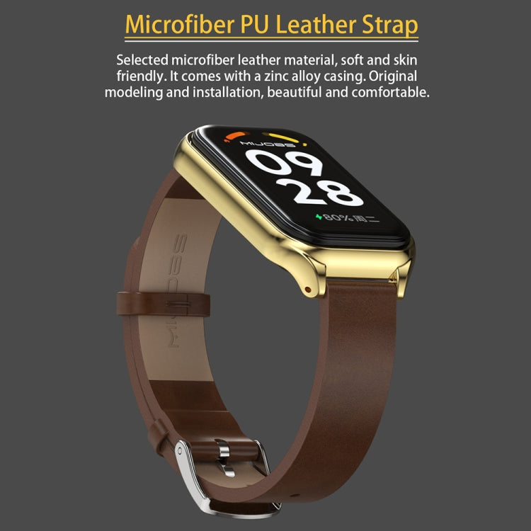 For Xiaomi Smart Band 8 Active / Redmi Band 2 Mijobs Metal Shell Microfiber PU Leather Watch Band(Grey Silver) - Watch Bands by MIJOBS | Online Shopping South Africa | PMC TechLife | Buy Now Pay Later Mobicred