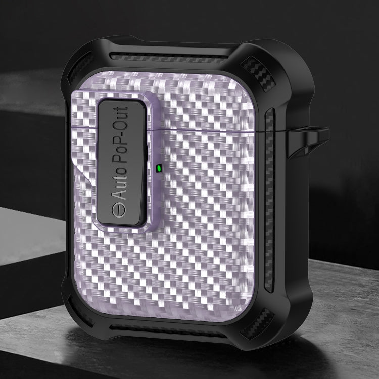 For AirPods 2 / 1 Alpha Carbon Fiber Wireless Bluetooth Earphone Protective Case(Purple) - free shipping - PMC TechLife - Order now!