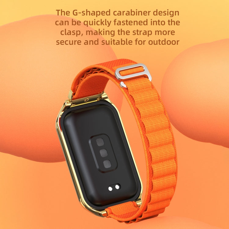 For Xiaomi Smart Band 8 Active / Redmi Band 2 Mijobs Metal Shell Nylon Breathable Watch Band(khaki Green Silver) - Watch Bands by MIJOBS | Online Shopping South Africa | PMC TechLife | Buy Now Pay Later Mobicred