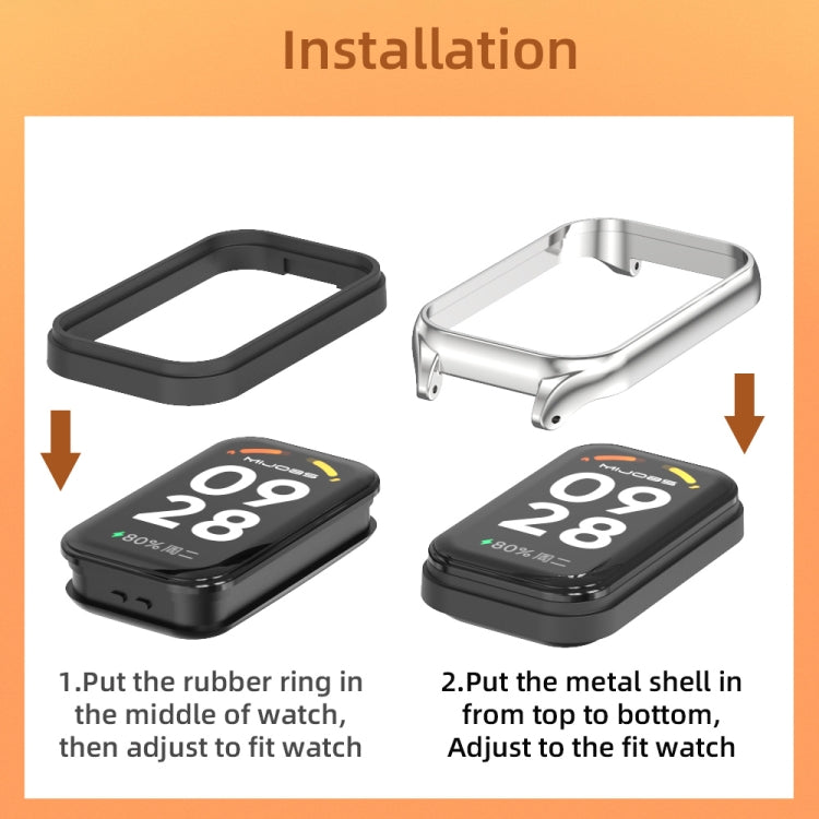 For Xiaomi Smart Band 8 Active / Redmi Band 2 Mijobs Metal Shell Nylon Breathable Watch Band(khaki Green Silver) - Watch Bands by MIJOBS | Online Shopping South Africa | PMC TechLife | Buy Now Pay Later Mobicred