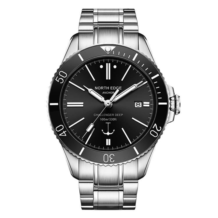 NORTH EDGE ANCHOR Men Outdoor 100m Waterproof Mechanical Watch(Black) - Metal Strap Watches by NORTH EDGE | Online Shopping South Africa | PMC Jewellery | Buy Now Pay Later Mobicred