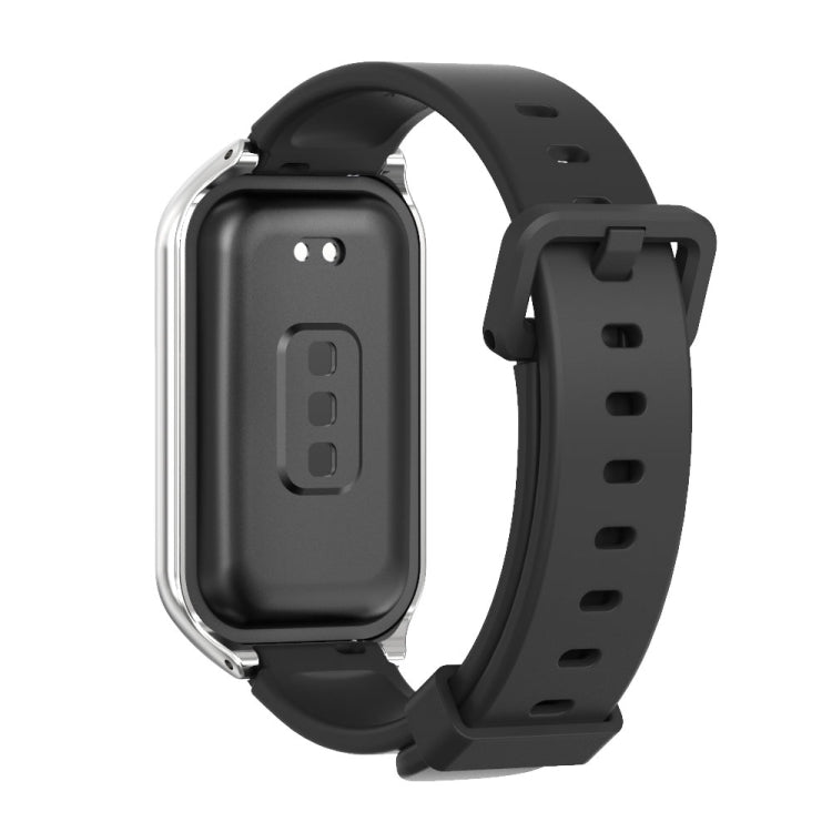 For Redmi Band 2 Mijobs Metal Shell Silicone Watch Band(Black Silver) -  by MIJOBS | Online Shopping South Africa | PMC Jewellery