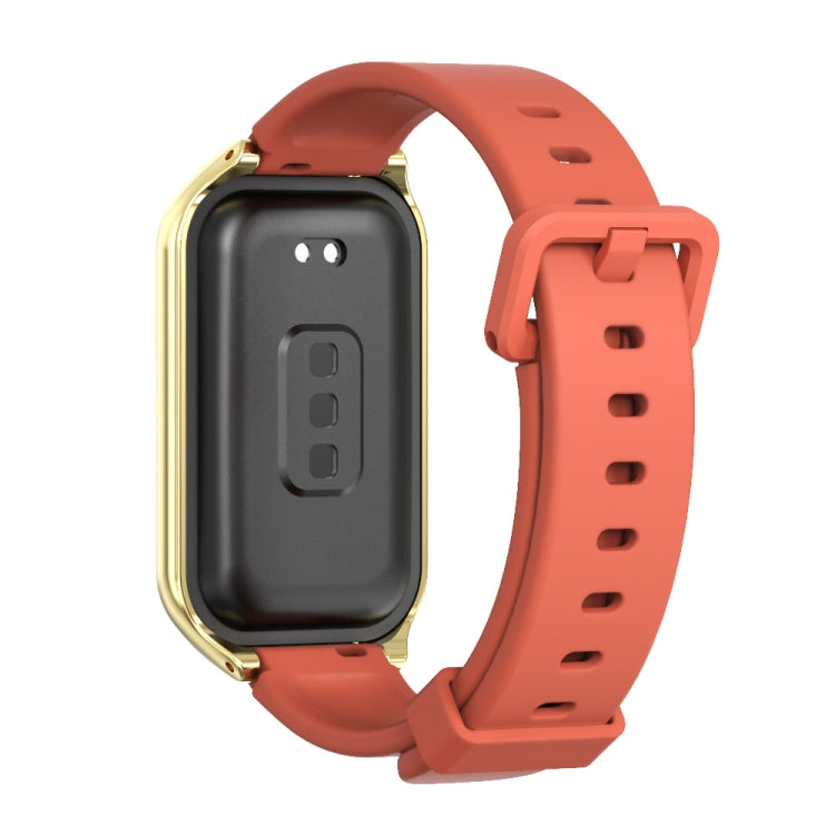 For Xiaomi Smart Band 8 Active / Redmi Band 2 Mijobs Metal Shell Silicone Watch Band(Orange Gold) - free shipping - PMC TechLife - Order now!