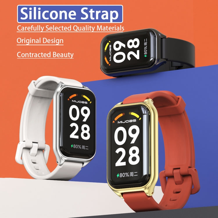 For Xiaomi Smart Band 8 Active / Redmi Band 2 Mijobs Metal Shell Silicone Watch Band(Orange Gold) - free shipping - PMC TechLife - Order now!