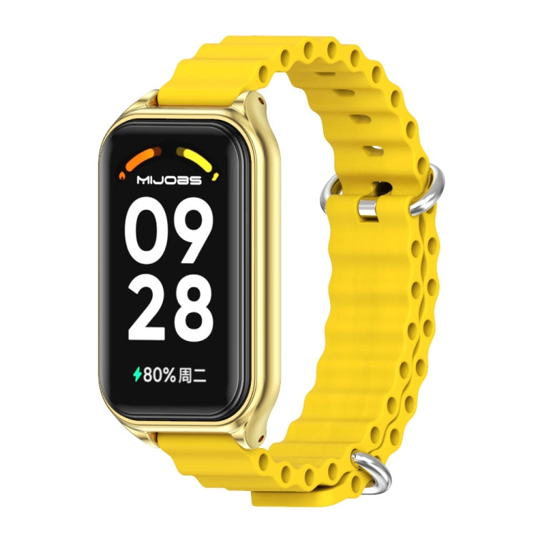 For Xiaomi Smart Band 8 Active / Redmi Band 2 Mijobs Metal Shell Ocean Silicone Watch Band(Yellow Gold) - Watch Bands by MIJOBS | Online Shopping South Africa | PMC TechLife | Buy Now Pay Later Mobicred