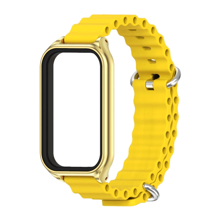 For Xiaomi Smart Band 8 Active / Redmi Band 2 Mijobs Metal Shell Ocean Silicone Watch Band(Yellow Gold) - Watch Bands by MIJOBS | Online Shopping South Africa | PMC TechLife | Buy Now Pay Later Mobicred