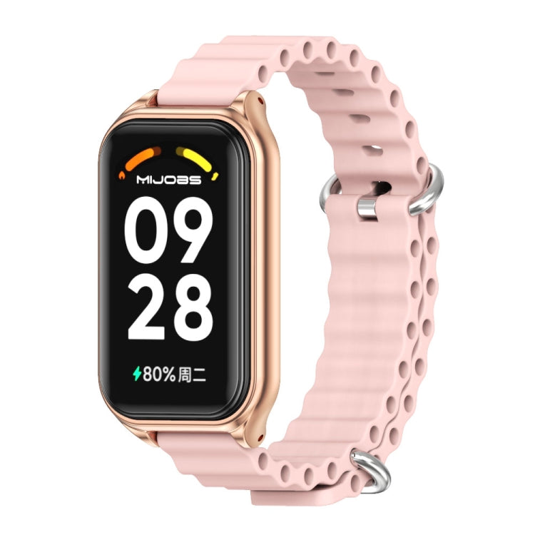 For Redmi Band 2 Mijobs Metal Shell Ocean Silicone Watch Band(Pink Rose Gold) -  by MIJOBS | Online Shopping South Africa | PMC Jewellery