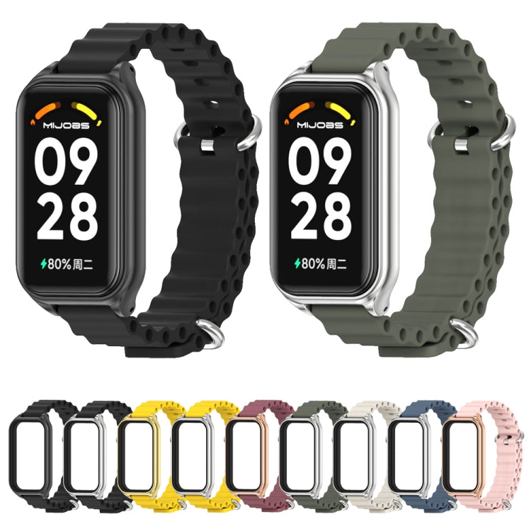 For Xiaomi Smart Band 8 Active / Redmi Band 2 Mijobs Metal Shell Ocean Silicone Watch Band(Yellow Gold) - Watch Bands by MIJOBS | Online Shopping South Africa | PMC TechLife | Buy Now Pay Later Mobicred