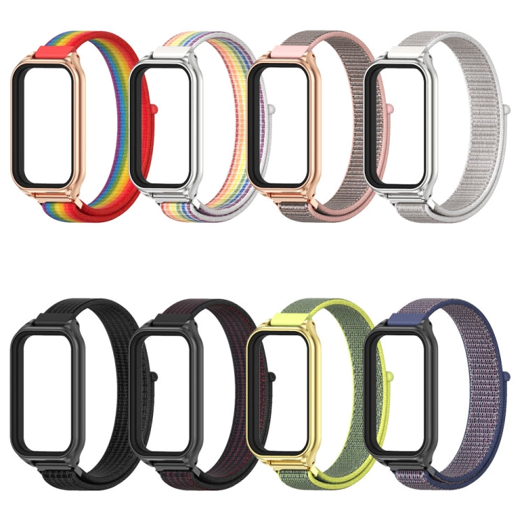 For Xiaomi Smart Band 8 Active / Redmi Band 2 Mijobs Metal Shell Breathable Nylon Loop Watch Band(Sea Shell Silver) - Watch Bands by MIJOBS | Online Shopping South Africa | PMC TechLife | Buy Now Pay Later Mobicred