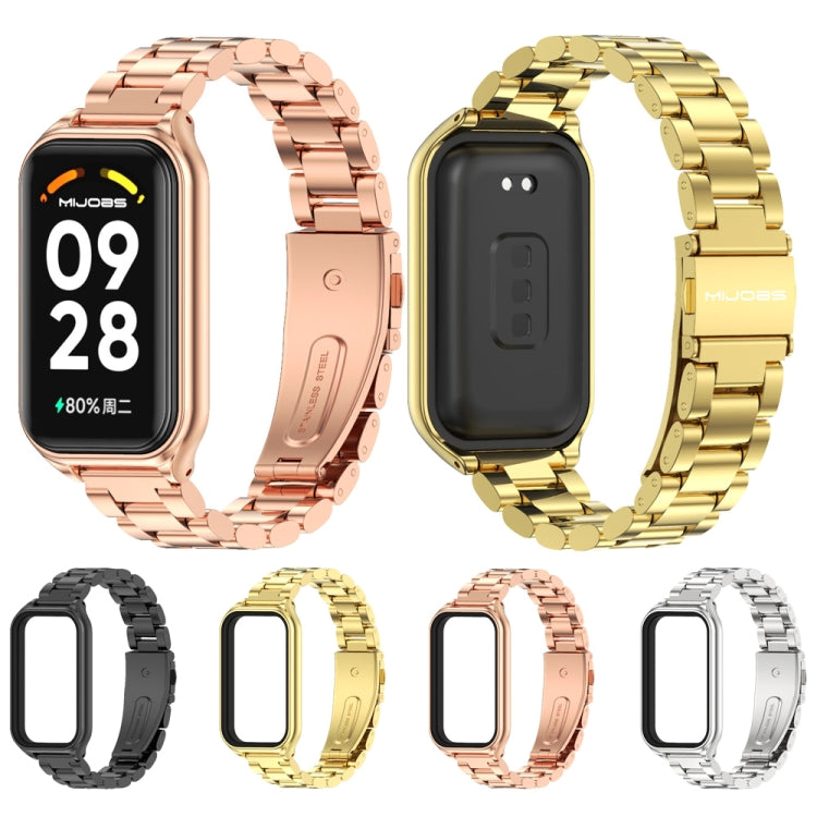 For Xiaomi Smart Band 8 Active / Redmi Band 2 Mijobs Metal Shell + Three-Bead Stainless Steel Watch Band(Gold) - free shipping - PMC TechLife - Order now!