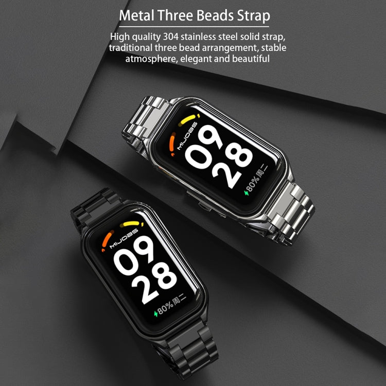 For Xiaomi Smart Band 8 Active / Redmi Band 2 Mijobs Metal Shell + Three-Bead Stainless Steel Watch Band(Black) - free shipping - PMC TechLife - Order now!