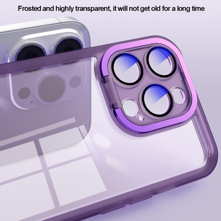 For iPhone 13 Pro Max Invisible Lens Bracket Matte Transparent Phone Case(Purple) - iPhone 13 Pro Max Cases by PMC Jewellery | Online Shopping South Africa | PMC Jewellery