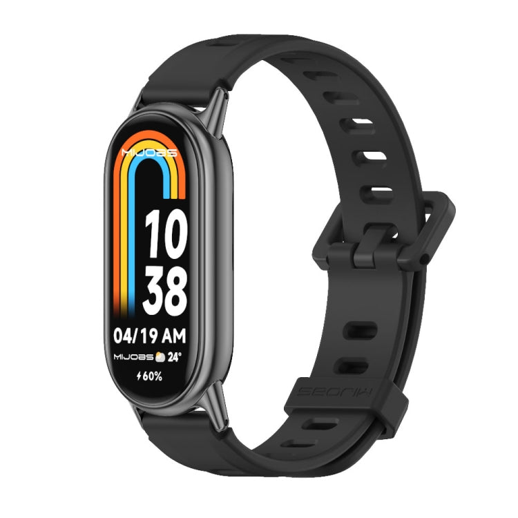 For Xiaomi Mi Band 8 Mijobs Flat Hole Breathable Silicone Watch Band(Black) -  by MIJOBS | Online Shopping South Africa | PMC Jewellery