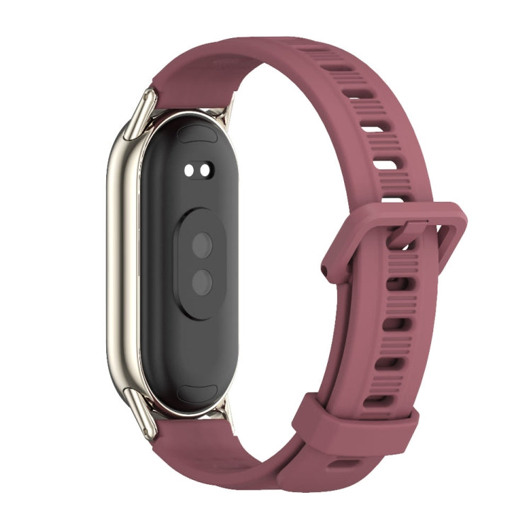 For Xiaomi Mi Band 8 / 9 / 9 NFC Mijobs Flat Hole Breathable Silicone Watch Band(Wine Red+Light Gold) - Watch Bands by MIJOBS | Online Shopping South Africa | PMC TechLife | Buy Now Pay Later Mobicred