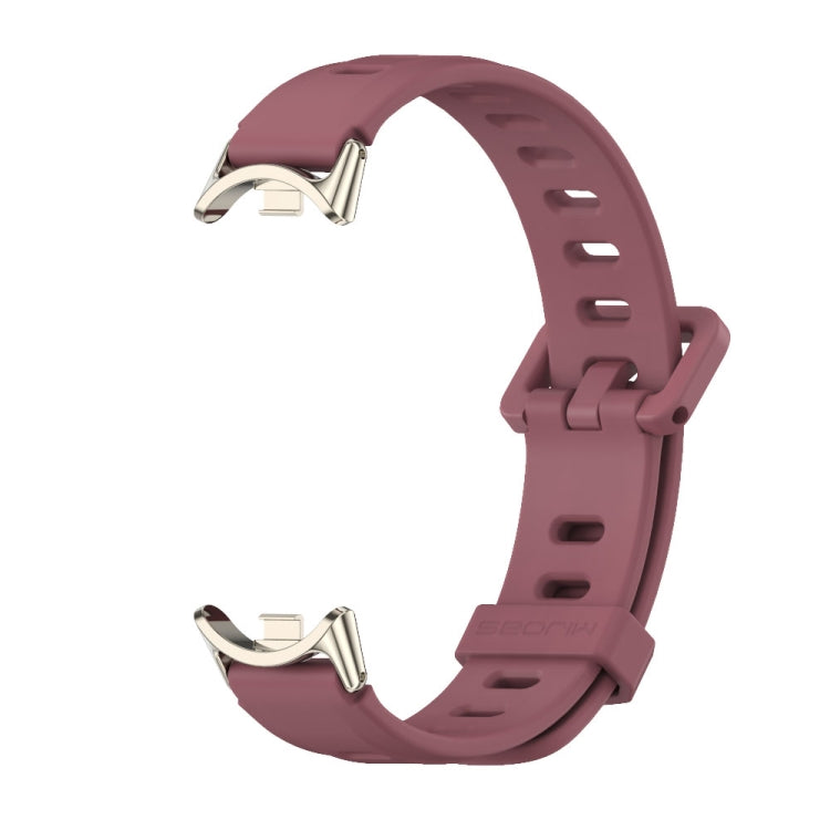 For Xiaomi Mi Band 8 / 9 / 9 NFC Mijobs Flat Hole Breathable Silicone Watch Band(Wine Red+Light Gold) - Watch Bands by MIJOBS | Online Shopping South Africa | PMC TechLife | Buy Now Pay Later Mobicred