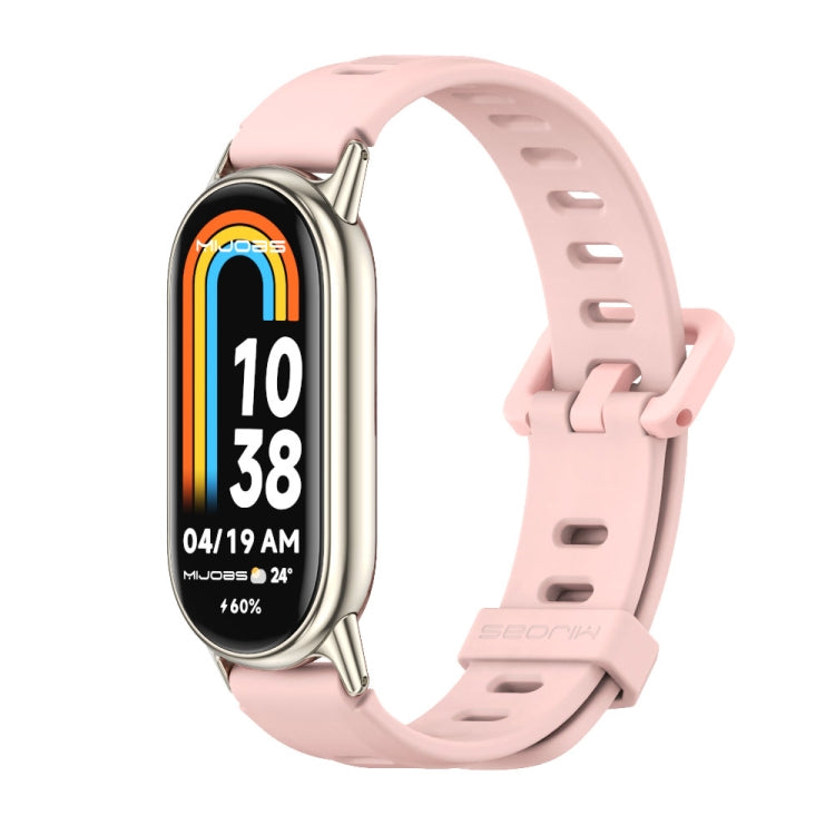 For Xiaomi Mi Band 8 / 9 / 9 NFC Mijobs Flat Hole Breathable Silicone Watch Band(Pink+Light Gold) - Watch Bands by MIJOBS | Online Shopping South Africa | PMC TechLife | Buy Now Pay Later Mobicred