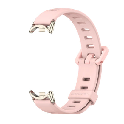For Xiaomi Mi Band 8 Mijobs Flat Hole Breathable Silicone Watch Band(Pink+Light Gold) -  by MIJOBS | Online Shopping South Africa | PMC Jewellery