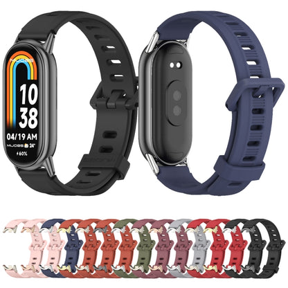 For Xiaomi Mi Band 8 Mijobs Flat Hole Breathable Silicone Watch Band(Pink+Light Gold) -  by MIJOBS | Online Shopping South Africa | PMC Jewellery