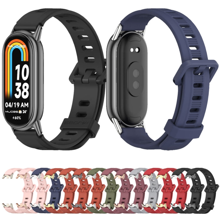 For Xiaomi Smart Band 10 / 9 / 8 Mijobs Flat Hole Breathable Silicone Watch Band(Black+Silver) - free shipping - PMC TechLife - Order now!
