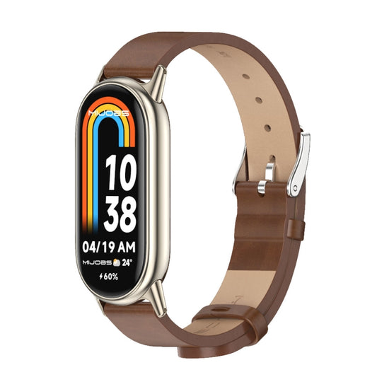 For Xiaomi Mi Band 8 Mijobs Microfiber PU Leather Watch Band(Brown Light Gold) -  by MIJOBS | Online Shopping South Africa | PMC Jewellery