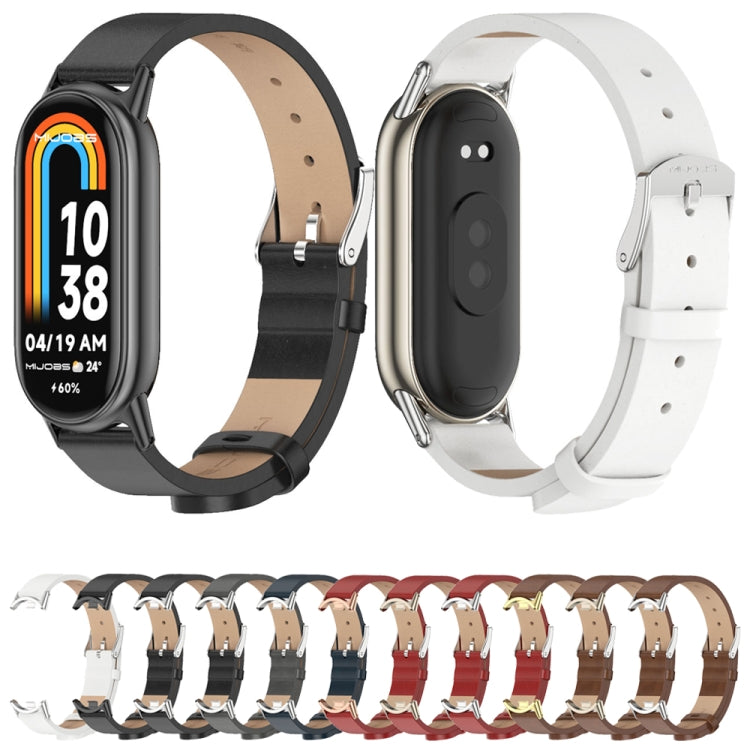 For Xiaomi Mi Band 8 / 9 / 9 NFC Mijobs Microfiber PU Leather Watch Band(Brown Silver) - Watch Bands by MIJOBS | Online Shopping South Africa | PMC TechLife | Buy Now Pay Later Mobicred