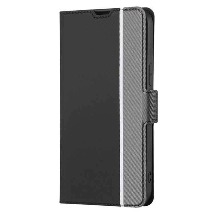 For OPPO A38 4G / A18 4G Twill Texture Side Button Leather Phone Case(Black) - OPPO Cases by PMC TechLife | Online Shopping South Africa | PMC TechLife | Buy Now Pay Later Mobicred
