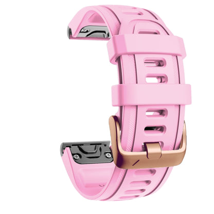 For Garmin Fenix 7S / 6S Pro / 5S Plus 20mm Rose Gold Buckle Silicone Watch Band(Pink) - Watch Bands by PMC Jewellery | Online Shopping South Africa | PMC Jewellery