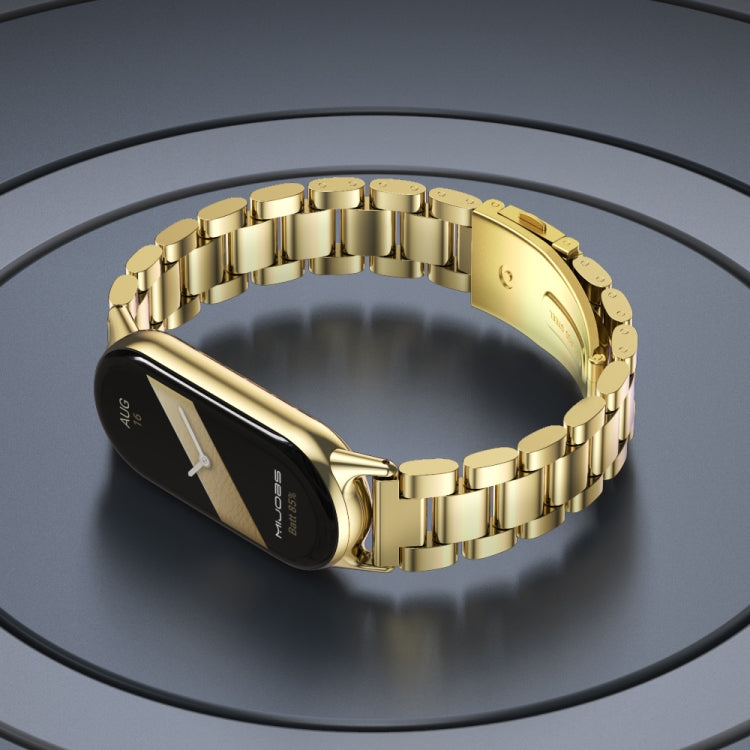For Xiaomi Mi Band 8 / 9 / 9 NFC Mijobs Three Bead Stainless Steel Watch Band(Black) - Watch Bands by MIJOBS | Online Shopping South Africa | PMC TechLife | Buy Now Pay Later Mobicred