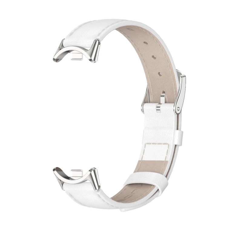 For Xiaomi Mi Band 8 / 9 / 9 NFC Mijobs Genuine Leather Watch Band(White Silver) - Watch Bands by MIJOBS | Online Shopping South Africa | PMC TechLife | Buy Now Pay Later Mobicred